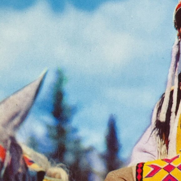 Cree Native American Chief Yellowface Vintage Unused Chrome Postcard Color Card - Picture 3 of 9